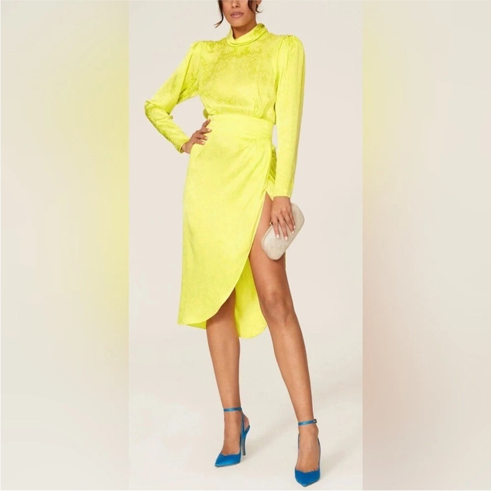 Ronny Kobo Kaira Long Sleeve Open Back Palm Dress in Vibrant Yellow -
XS